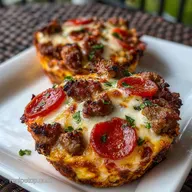 Delicious Low Carb Carnivore Pizza Muffin Snack with Sausage in 20 Minutes