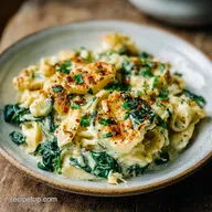 Protein Cottage Cheese Pasta Bake with Spinach and Garlic
