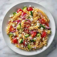 Cucumber Tomato Pasta Salad with Feta