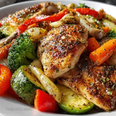 Easy 20 Minute One Pan Chicken and Veggies with Garlic Butter | Oven-Roasted