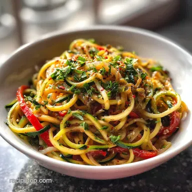 Zucchini Noodle Stir Fry Recipe 5-Minute Delight with Garlic: Pan-Seared Zoodles Recipe Card