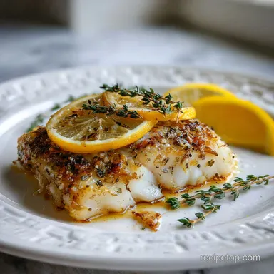 Baked Cod with Lemon and Garlic for 4 Servings Recipe Card