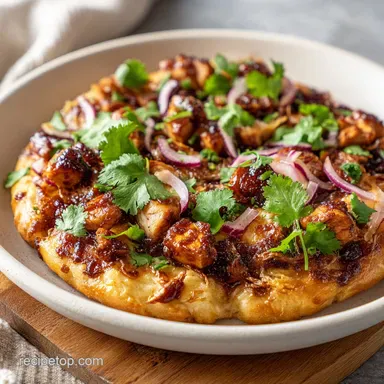 Homemade BBQ Chicken Pizza with Caramelized Onions in 35 Minutes Recipe Card