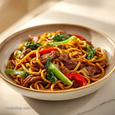 Beef Lo Mein with Restaurant Flavor Secrets for 4 Servings Recipe Card