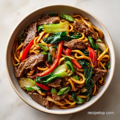 Beef Lo Mein with Restaurant Flavor Secrets for 4 Servings