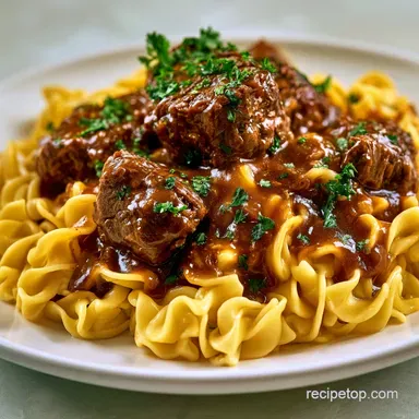 Beef Tips Egg Noodles: Silky Gravy