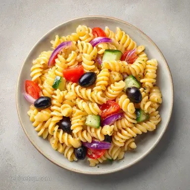Black Olive Pasta Salad for 6 Servings Recipe Card