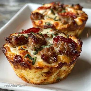 Delicious Low Carb Carnivore Pizza Muffin Snack with Sausage in 20 Minutes Recipe Card