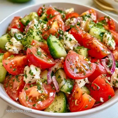 Tomato Cucumber Feta Salad in 15 Min Recipe Card
