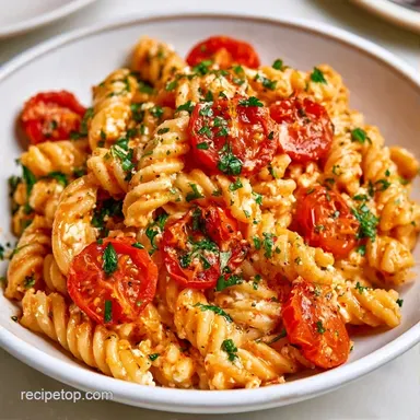 Cherry Tomato Feta Pasta for 4 Servings Recipe Card