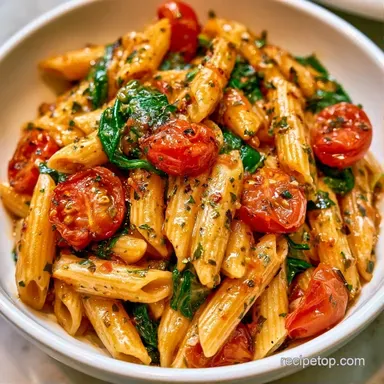 Cherry Tomato Spinach Pasta: Silky Recipe Card