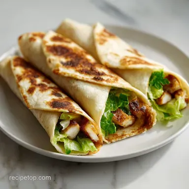 Chicken Caesar Wraps for 4 Servings: Pan-Seared and Crispy Recipe Card