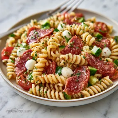 Cold Italian Pasta Salad for 10 Servings Recipe Card