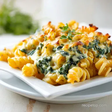 Protein Cottage Cheese Pasta Bake with Spinach in 40 min Recipe Card
