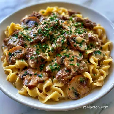 Beef Stroganoff in 30 Minutes: Creamy Recipe Card