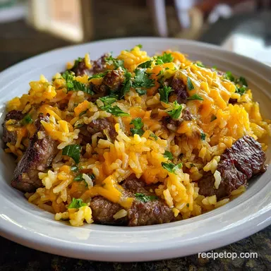 Creamy Garlic Butter Beef and Cheddar One-Pot Recipe Recipe Card