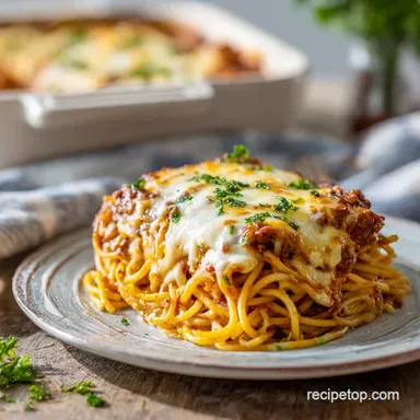Baked Spaghetti: A Creamy 60-Minute Casserole for 8 Servings Recipe Card