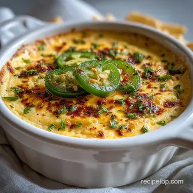 The Cheese Dip that will make you famous with Jalape&ntilde;os: Creamy Baked Recipe Card