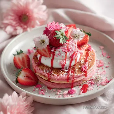 Pink and Red Galentines Day Brunch Pancake With Wonder and Whimsy: Ready in 30 Min Fluffy Recipe Card