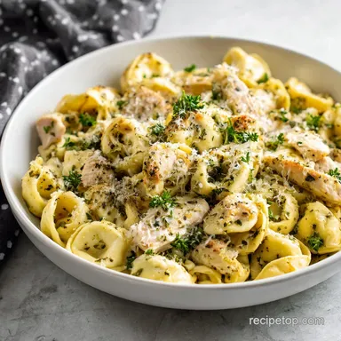 Creamy Garlic Parmesan Chicken Tortellini for 4 Servings Recipe Card