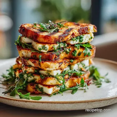 Flavorsome Grilled Halloumi Sandwich with Herbs Recipe Card