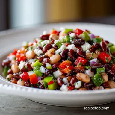 High Protein Three Bean Salad Recipe for 4 Servings Recipe Card