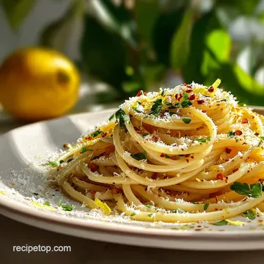Lemon Garlic Spaghetti Dish with Parmesan in 20 Minutes