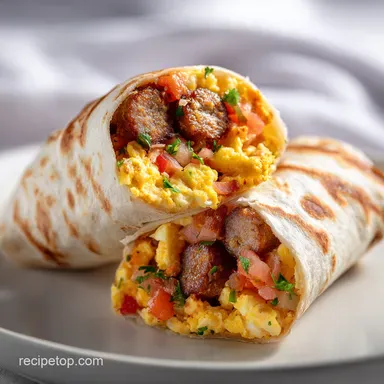 Quick Make Ahead Breakfast Burrito with Eggs and Sausage: Freezer-Friendly Recipe Card