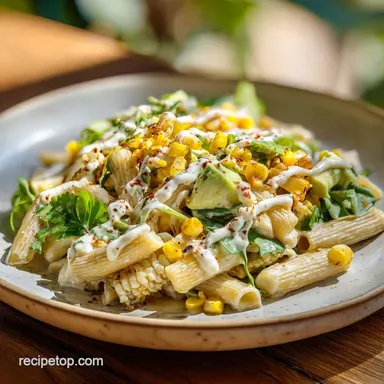 Perfect Mexican Street Corn Pasta Salad Recipe with Creamy Lime Dressing for 8 Servings Recipe Card
