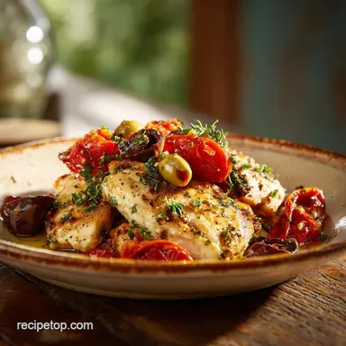 One Pan Mediterranean Chicken Recipe for 4 Servings Recipe Card