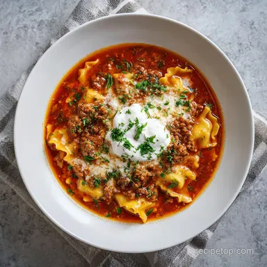 Lasagna Soup Recipe Comforting Bowl for 6 Servings Recipe Card