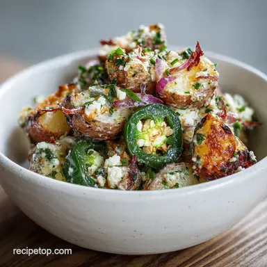 Jalapeno Popper Roasted Potato Salad in 50 Minutes Recipe Card