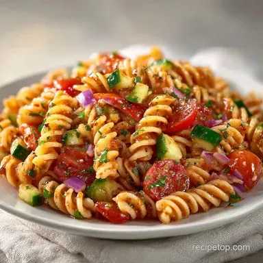 Quick Cold Pasta Salad for 4 Servings Recipe Card