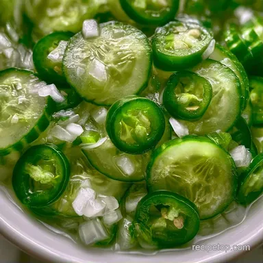 Spicy Refrigerator Pickles with Jalapenos Recipe Card