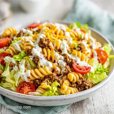 Taco Pasta Salad with Ground Beef in 35 Minutes Recipe Card