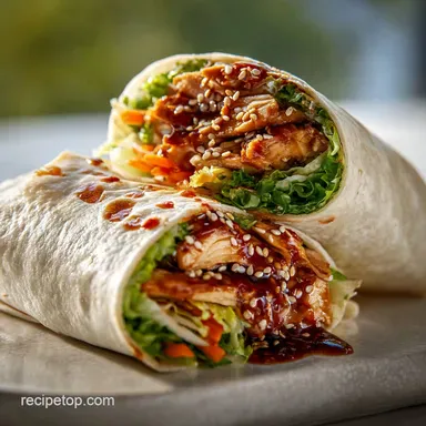 Teriyaki Chicken Wrap with Sesame Seeds in 20 Min Recipe Card