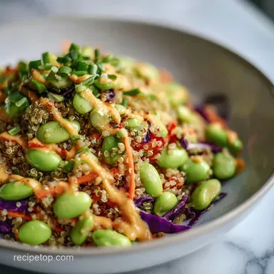 Crunchy Thai Quinoa Salad with Peanut Dressing and Edamame: Meal Prep Recipe Card