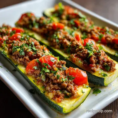 Easy Low Carb Zucchini Boat Recipe with Ground Beef Ready in 40 Minutes
