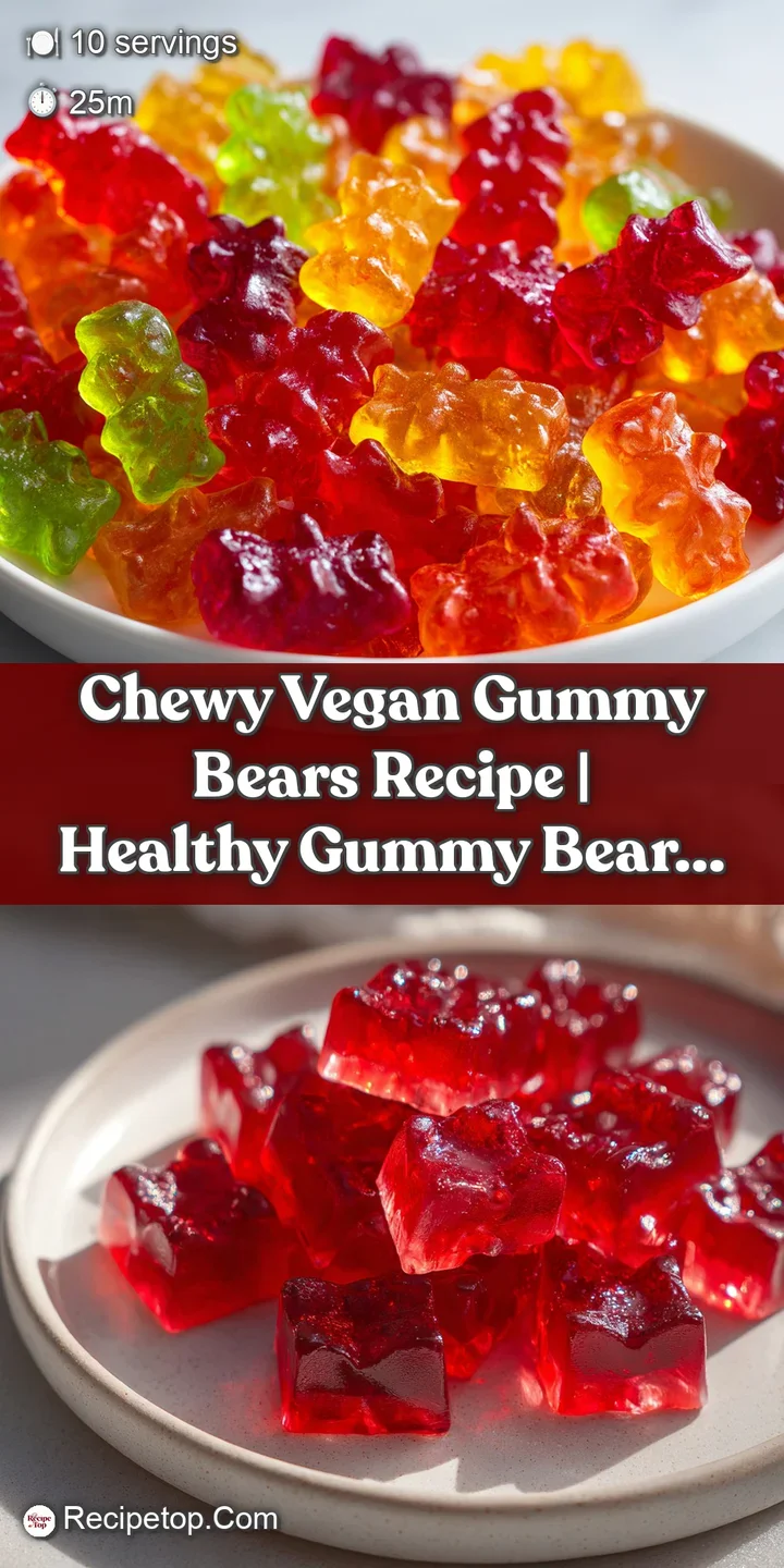 Close-up of juicy, chewy vegan gummy bears, their bright colors popping. Highlights showcase a slightly sticky, tempting t...