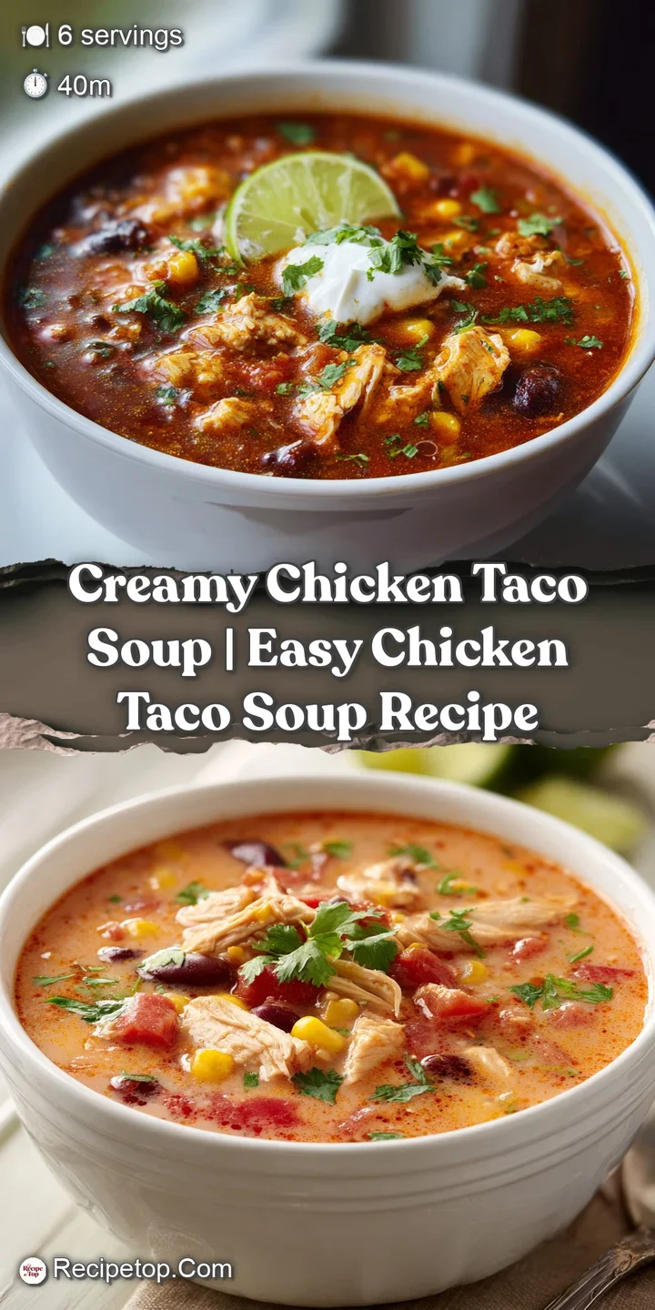 Close-up of tender shredded chicken in a rich, flavorful broth, with visible corn kernels and diced tomatoes.