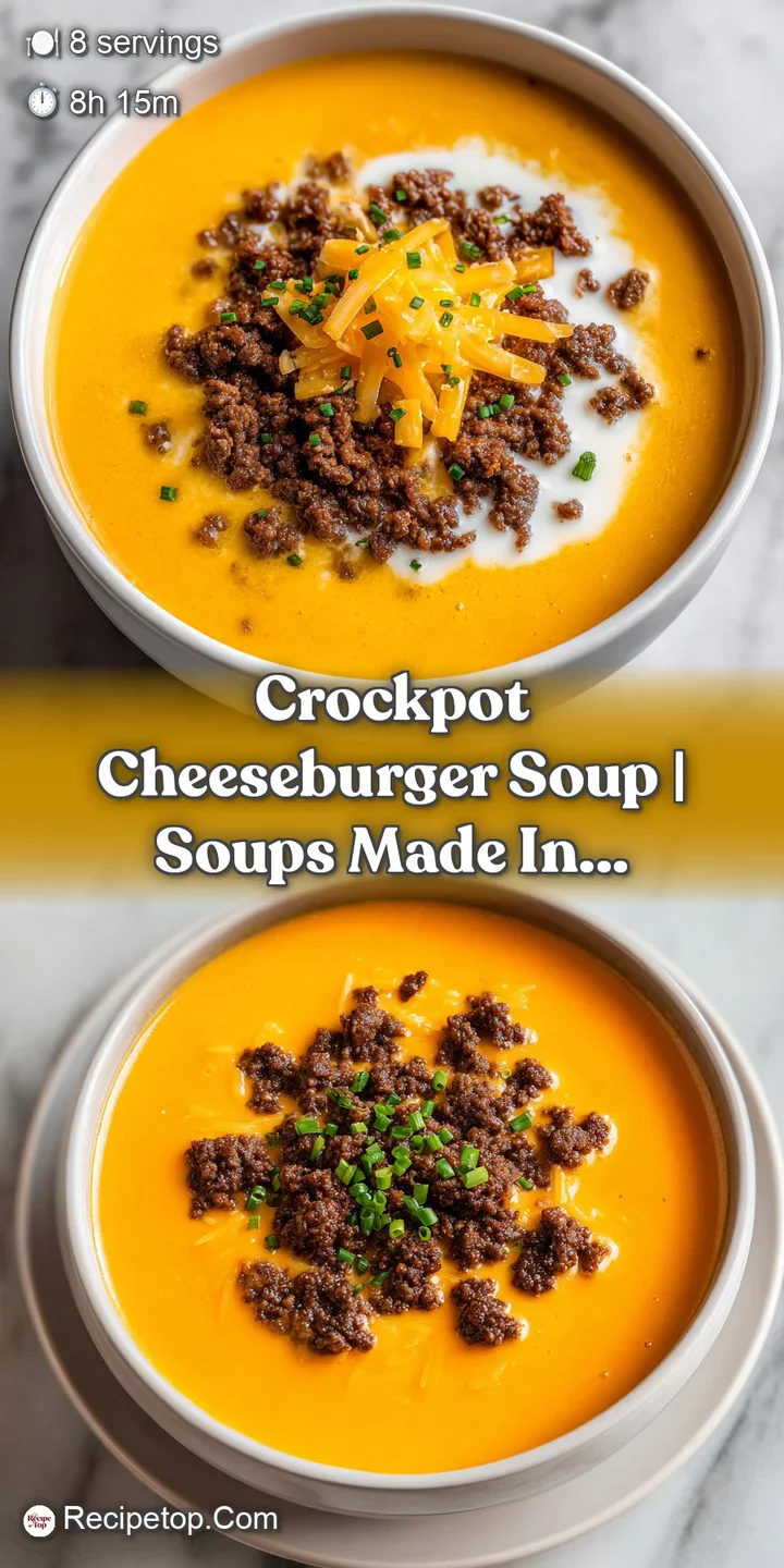 Close-up of a rich, golden cheese broth filled with savory ground beef and gooey ribbons of melted cheddar.