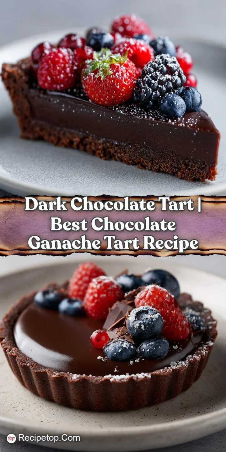 Close-up of the deep, dark chocolate ganache with a lusciously smooth, molten texture, glistening under the light.