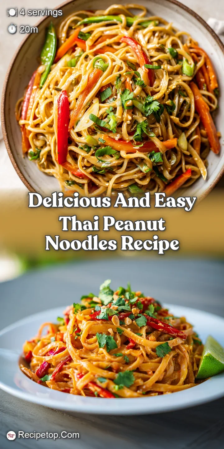 Close-up capturing the glistening peanut sauce clinging to the noodles, revealing the texture of chopped peanuts and fresh...