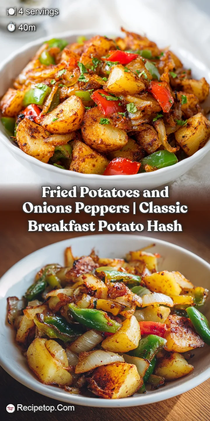 Close-up of tender, golden potato chunks interspersed with sweet, softened onion pieces and vibrant pepper slices.