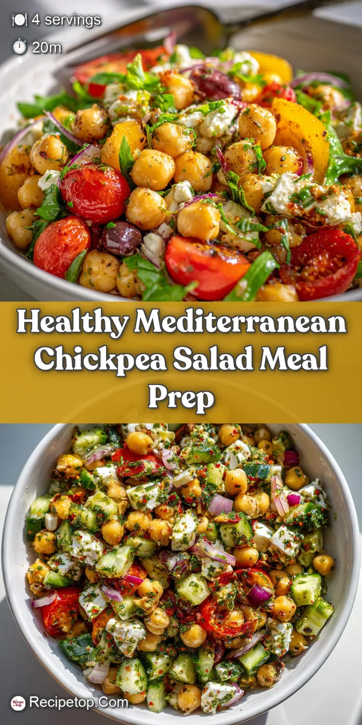 Close-up of a chickpea salad showing creamy chickpeas, bright red tomatoes, and verdant herbs, glistening with a light dre...