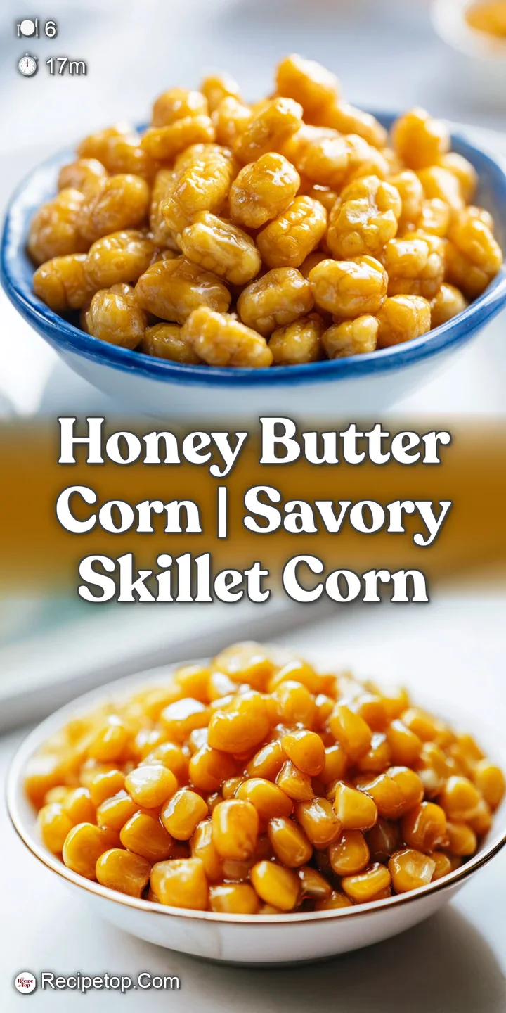 Macro shot of glistening, tender yellow corn kernels drenched in a smooth, golden melted butter glaze.