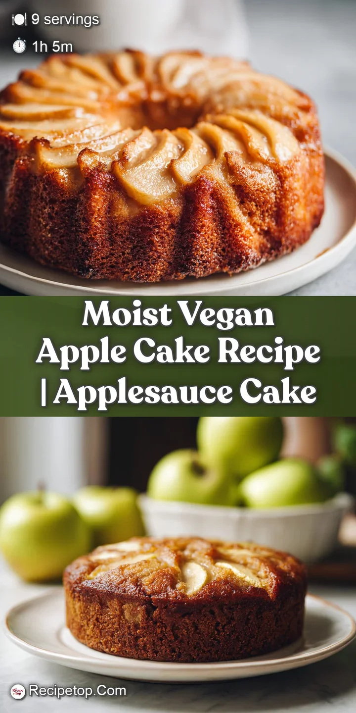 Close-up of moist apple cake studded with tender apples, glistening with a light glaze, showcasing its appealing texture a...