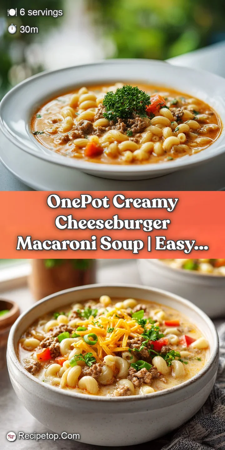 Close-up of tender macaroni noodles in a thick, savory broth, flecked with seasoned ground beef and bright yellow cheese.