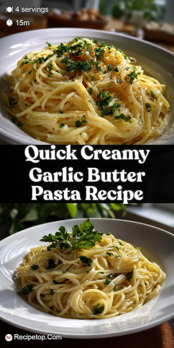 Close-up of creamy pasta twirl, glistening with melted butter and flecked with garlic. An irresistible, comforting view.