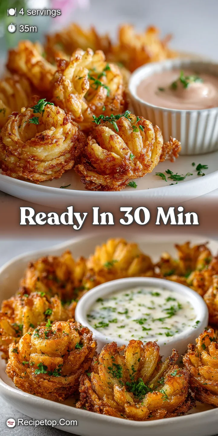 Close-up showcases the incredibly crispy, layered texture of a mini blooming onion; its golden exterior beckons with savor...